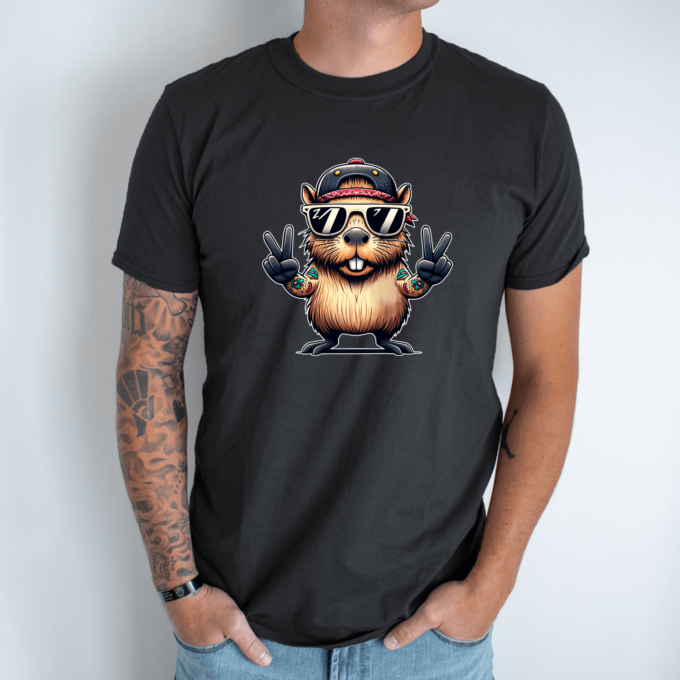 Unisex marškinėliai su spauda „Capybara taika visiems“ - Image 6