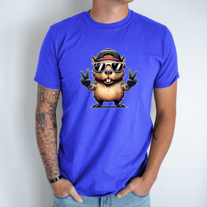 Unisex marškinėliai su spauda „Capybara taika visiems“ - Image 7