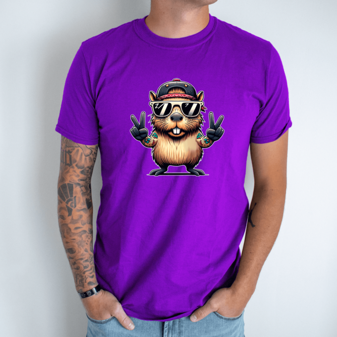 Unisex marškinėliai su spauda „Capybara taika visiems“ - Image 3