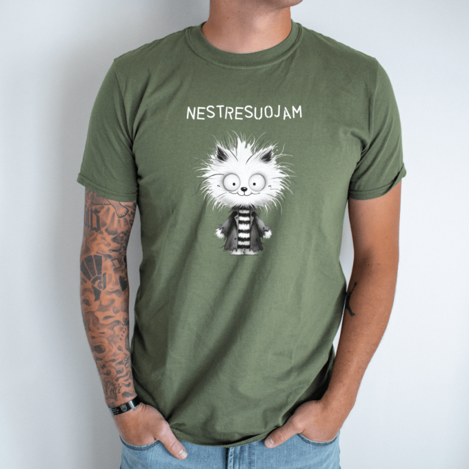 Unisex marškinėliai su spauda „Visko matęs katinas“ - Image 7