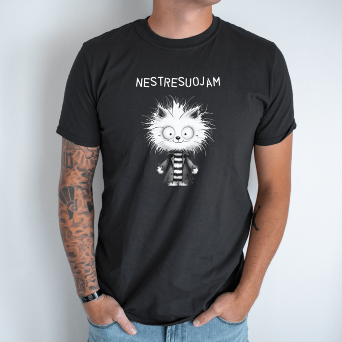 Unisex marškinėliai su spauda „Visko matęs katinas“ - Image 6