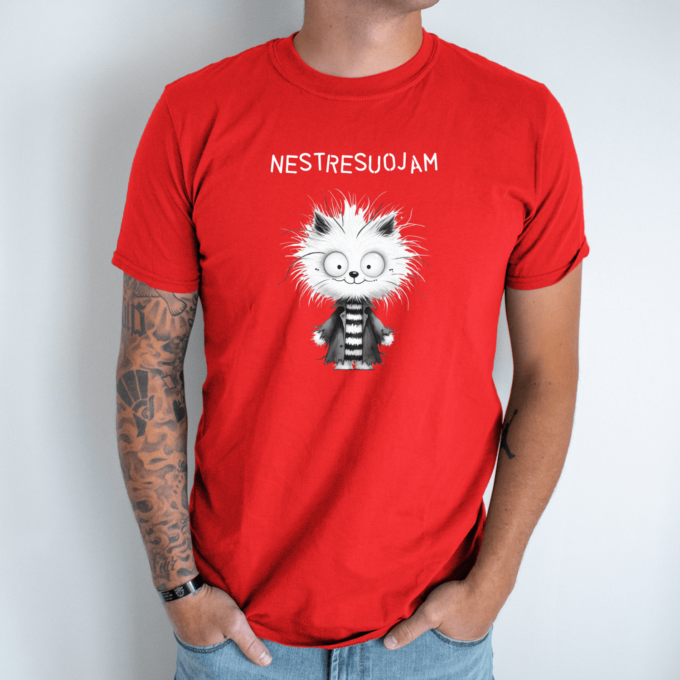 Unisex marškinėliai su spauda „Visko matęs katinas“ - Image 4