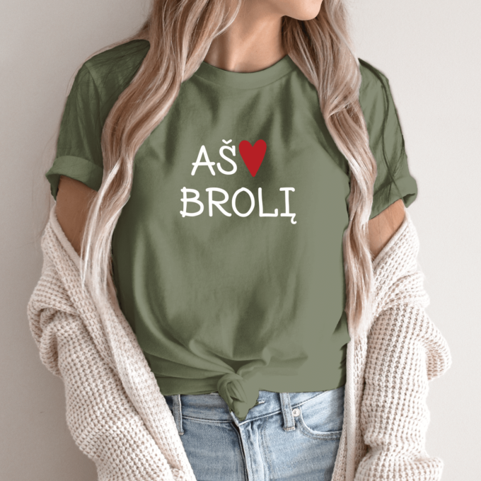Unisex marškinėliai su spauda „Aš myliu brolį“ - Image 2