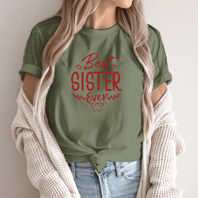 Unisex marškinėliai su spauda „Best sister ever“ - Image 3