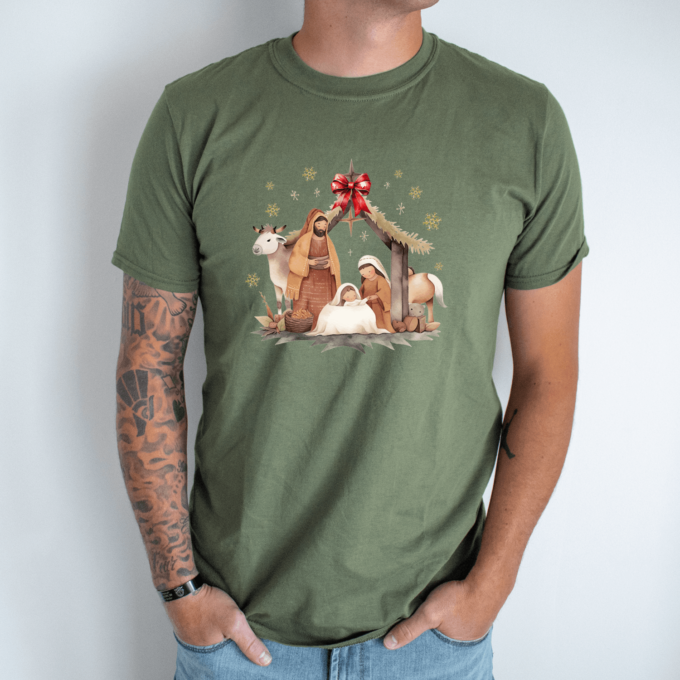 Unisex marškinėliai su spauda „Kristaus gimimas“ - Image 3
