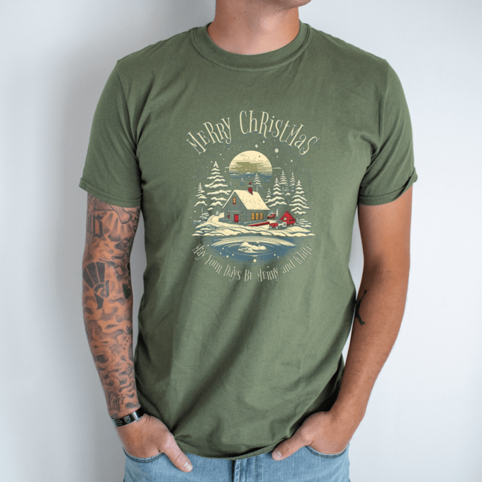 Unisex marškinėliai su spauda „May your days be merry“ - Image 3