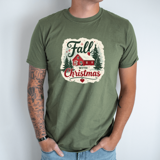 Unisex marškinėliai su spauda „Fall with Christmas“ - Image 8