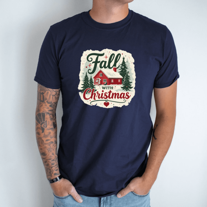 Unisex marškinėliai su spauda „Fall with Christmas“ - Image 4