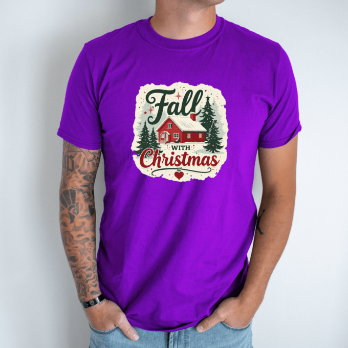 Unisex marškinėliai su spauda „Fall with Christmas“ - Image 2