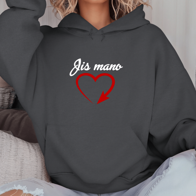 Unisex džemperis su spauda „Jis mano su širdele“ - Image 2