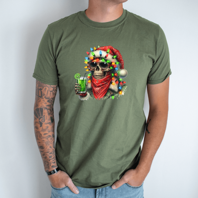 Unisex marškinėliai su spauda „Kalėdinis skeletas“ - Image 8