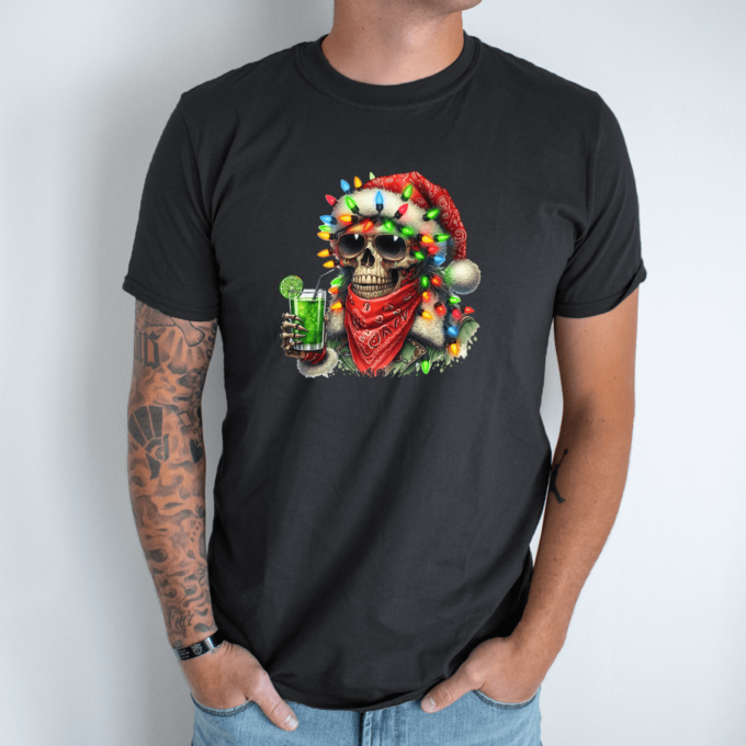 Unisex marškinėliai su spauda „Kalėdinis skeletas“ - Image 7