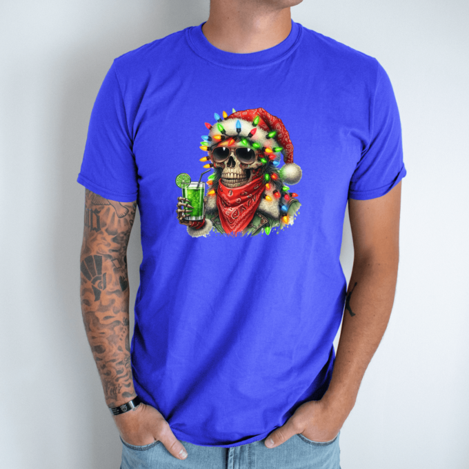 Unisex marškinėliai su spauda „Kalėdinis skeletas“ - Image 6
