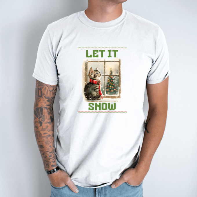 Unisex marškinėliai su spauda „Let it snow“ - Image 5