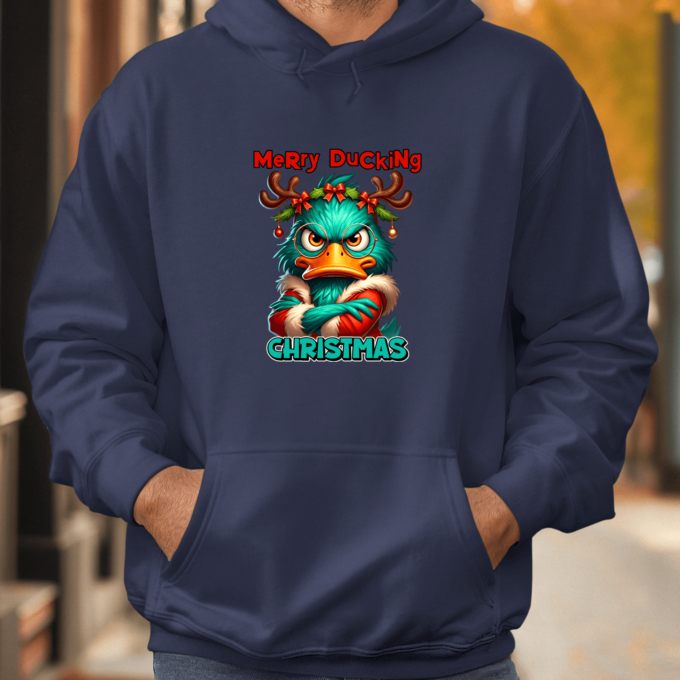Unisex džemperis su spauda „Merry ducking christmas“
