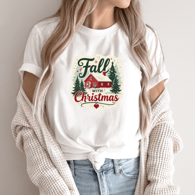 Unisex marškinėliai su spauda „Fall with Christmas“ - Image 9