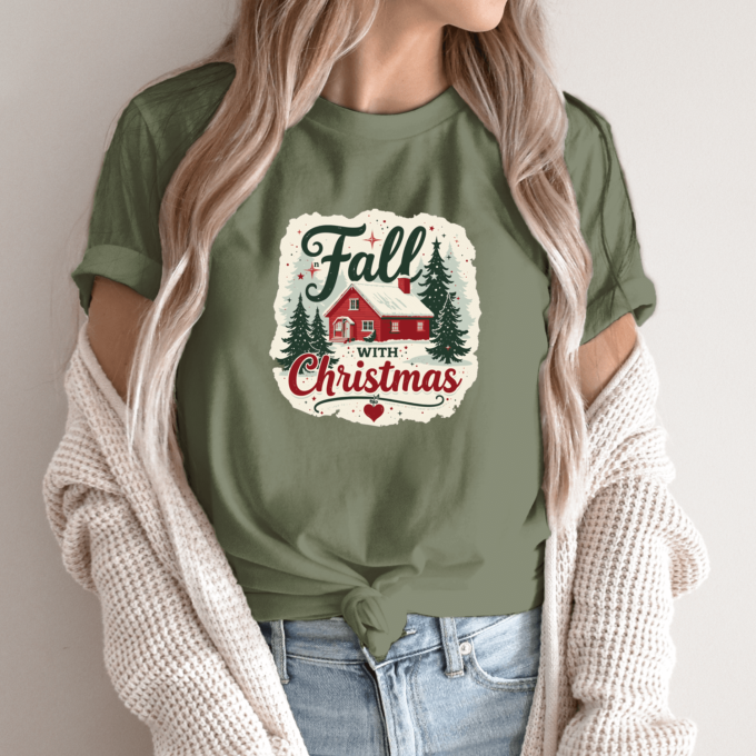 Unisex marškinėliai su spauda „Fall with Christmas“ - Image 14