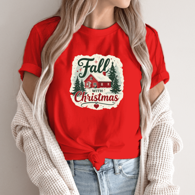 Unisex marškinėliai su spauda „Fall with Christmas“ - Image 12