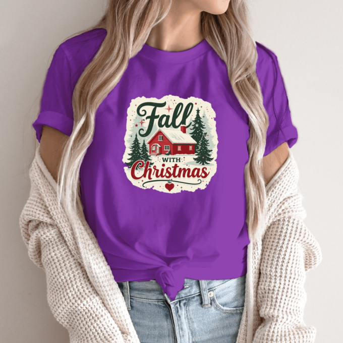 Unisex marškinėliai su spauda „Fall with Christmas“ - Image 10