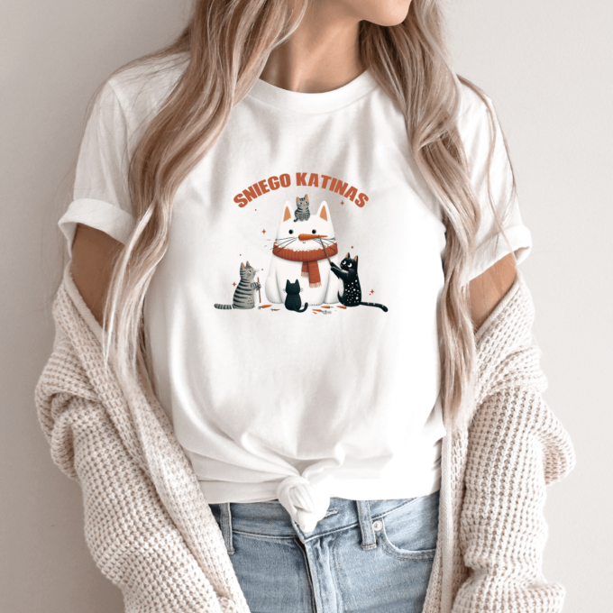 Unisex marškinėliai su spauda „Sniego katinas“ - Image 8