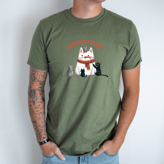 Unisex marškinėliai su spauda „Sniego katinas“ - Image 7