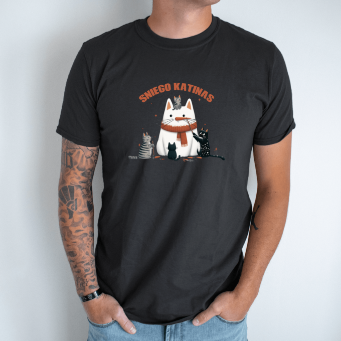 Unisex marškinėliai su spauda „Sniego katinas“ - Image 6