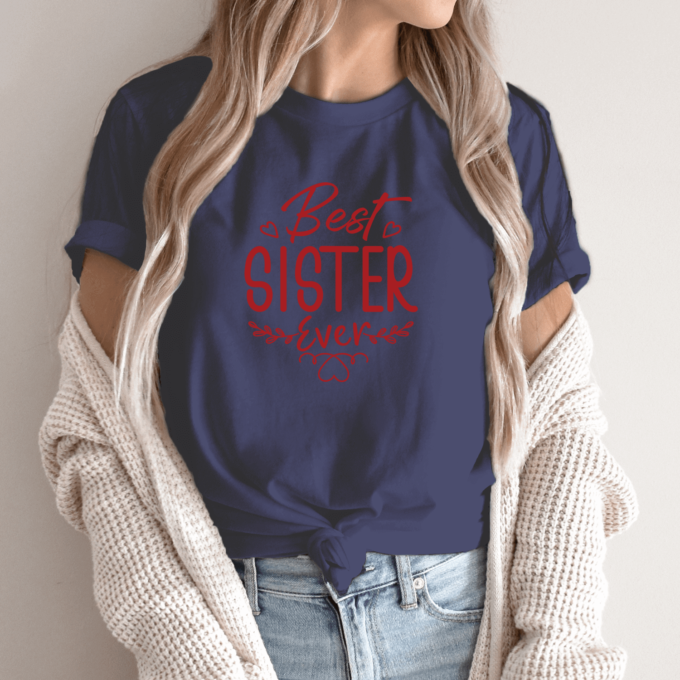 Unisex marškinėliai su spauda „Best sister ever“ - Image 2