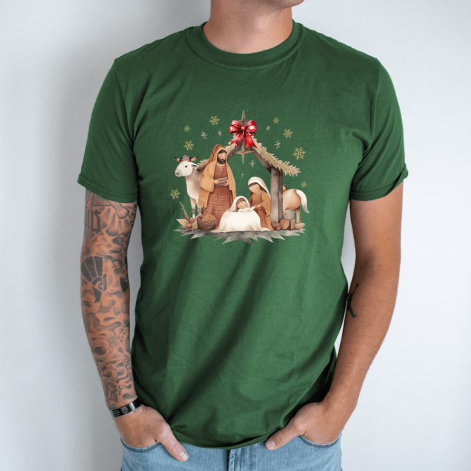 Unisex marškinėliai su spauda „Kristaus gimimas“ - Image 5