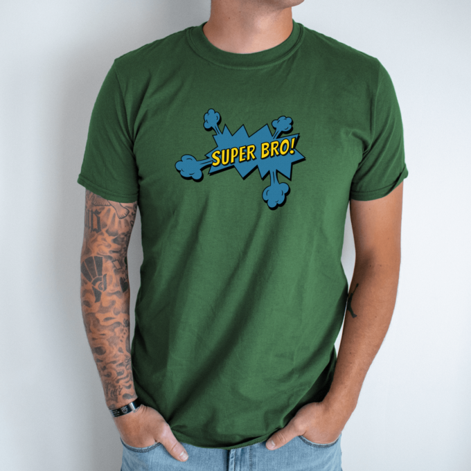 Unisex marškinėliai su spauda „Super bro“ - Image 3