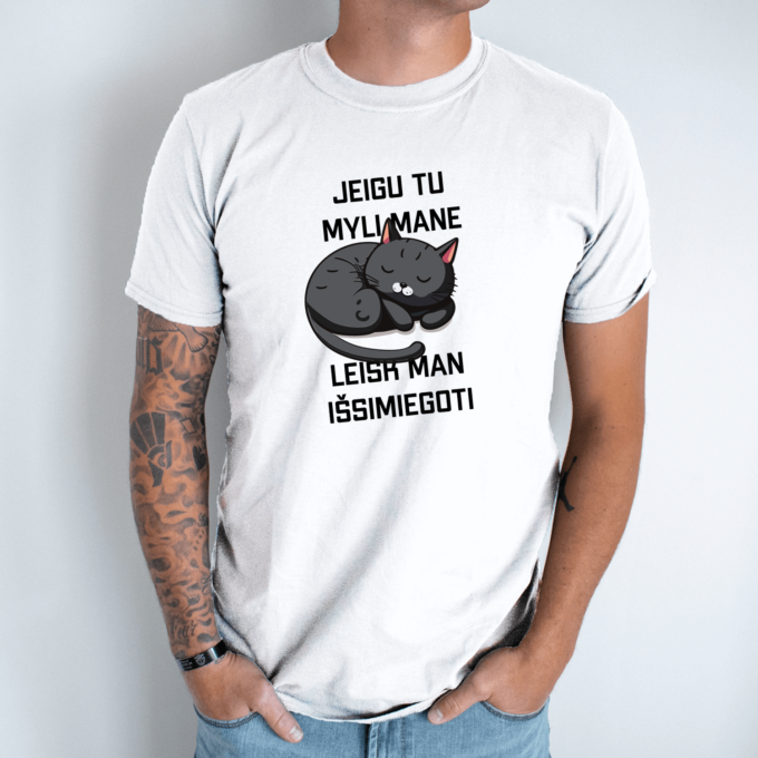Unisex marškinėliai su spauda „Leisk man išsimiegoti“ - Image 2