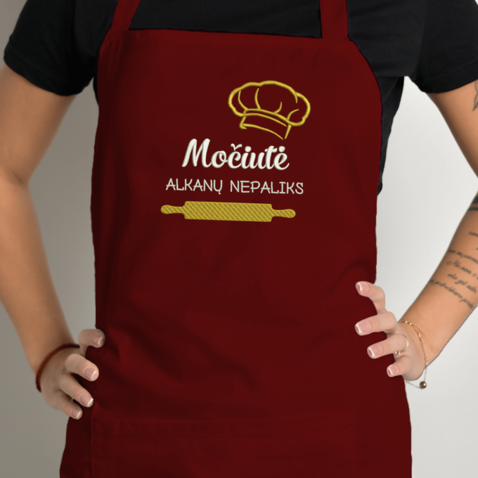 Siuvinėta prijuostė „Močiutė alkanų nepaliks“ - Image 4