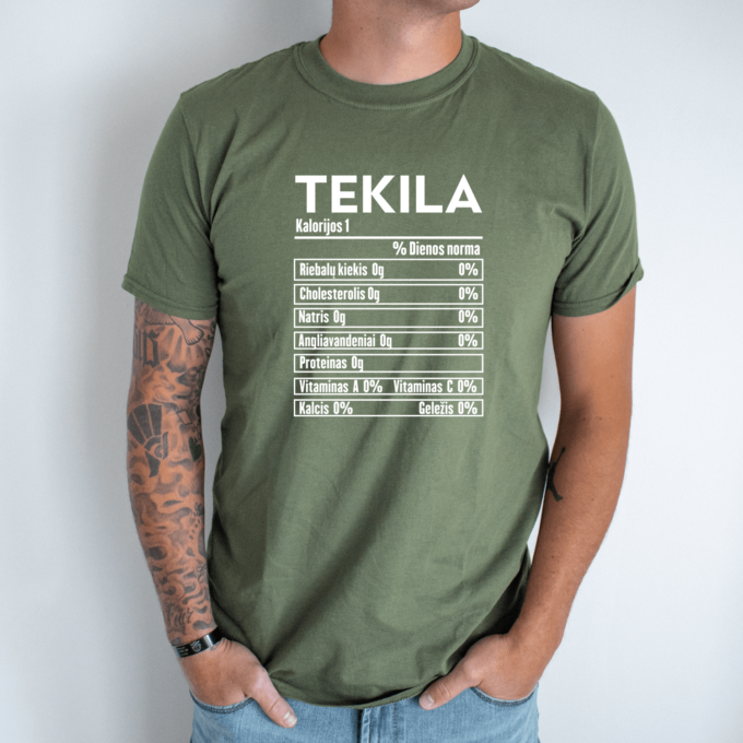 Unisex marškinėliai su spauda „Tekilos mitybos faktai“ - Image 8