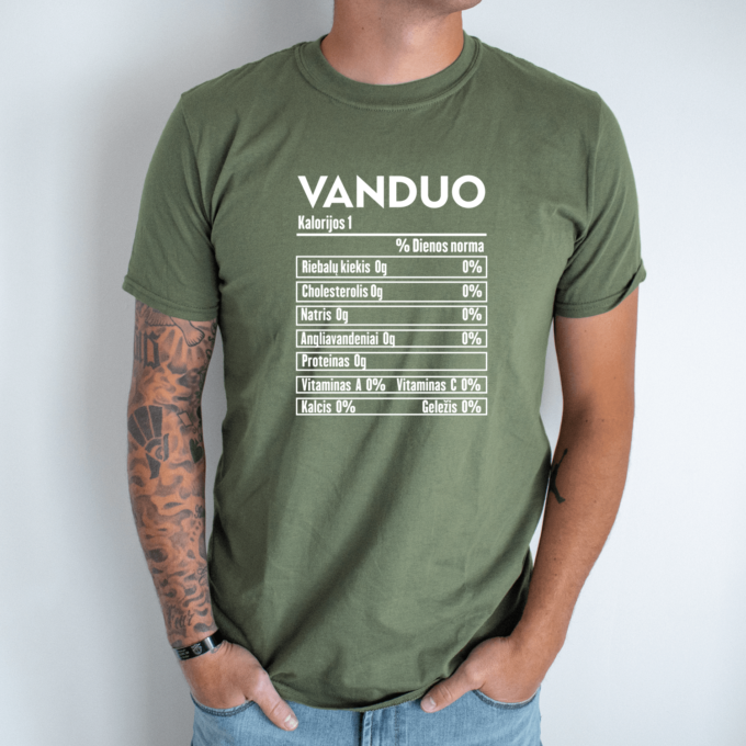 Unisex marškinėliai su spauda „Vandens mitybos faktai“ - Image 2