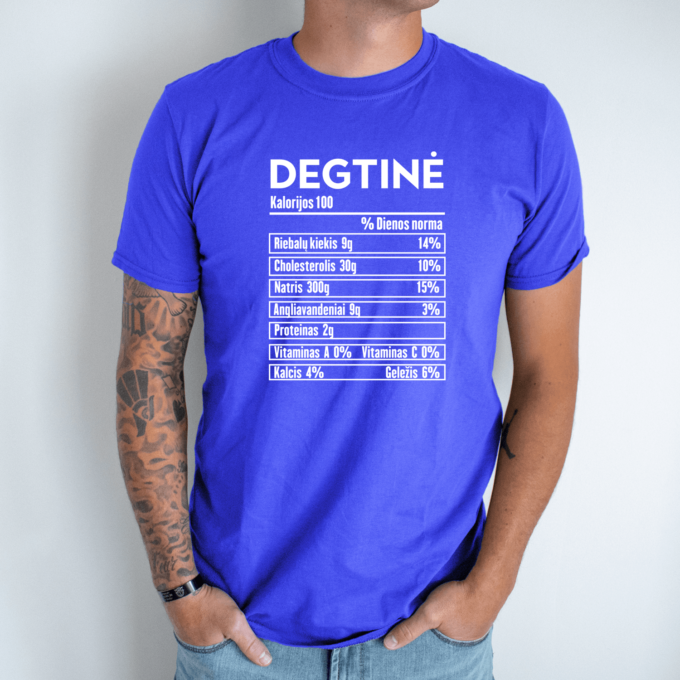 Unisex marškinėliai su spauda „Degtinės mitybos faktai“ - Image 6