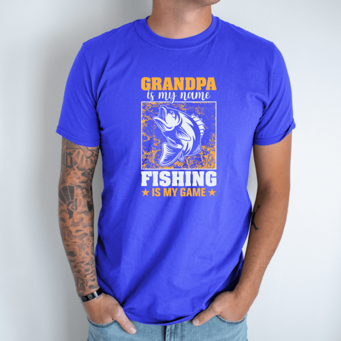 Unisex marškinėliai su spauda „Grandpa is my name“ - Image 3