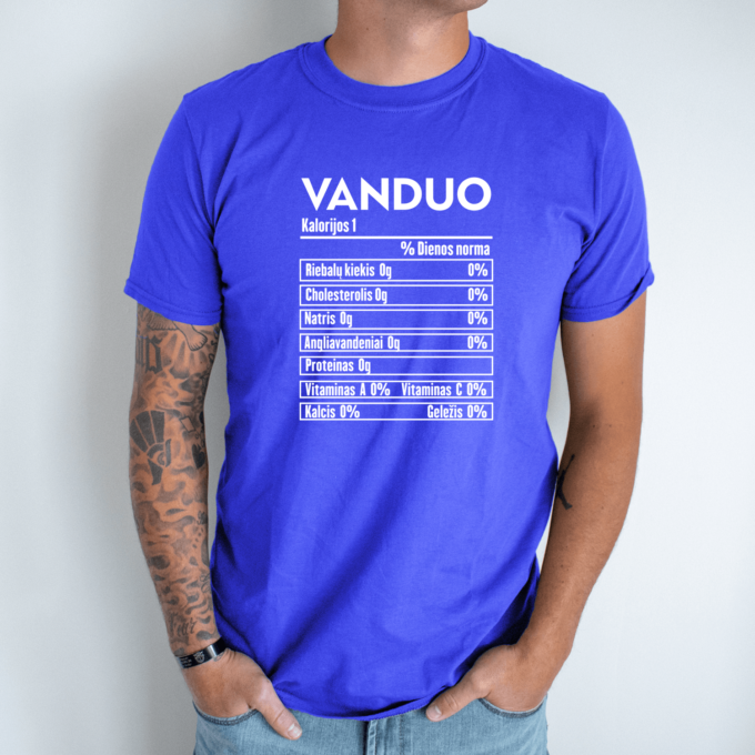 Unisex marškinėliai su spauda „Vandens mitybos faktai“ - Image 4