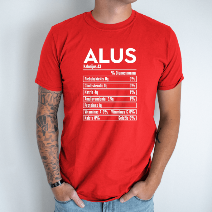 Unisex marškinėliai su spauda „Alaus mitybos faktai“ - Image 5