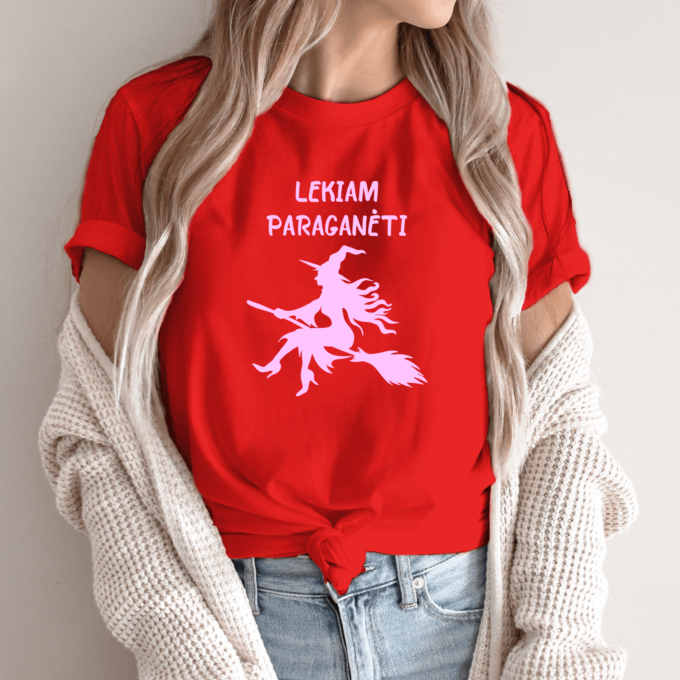 Unisex marškinėliai su spauda „Lekiam paraganėti“ - Image 4