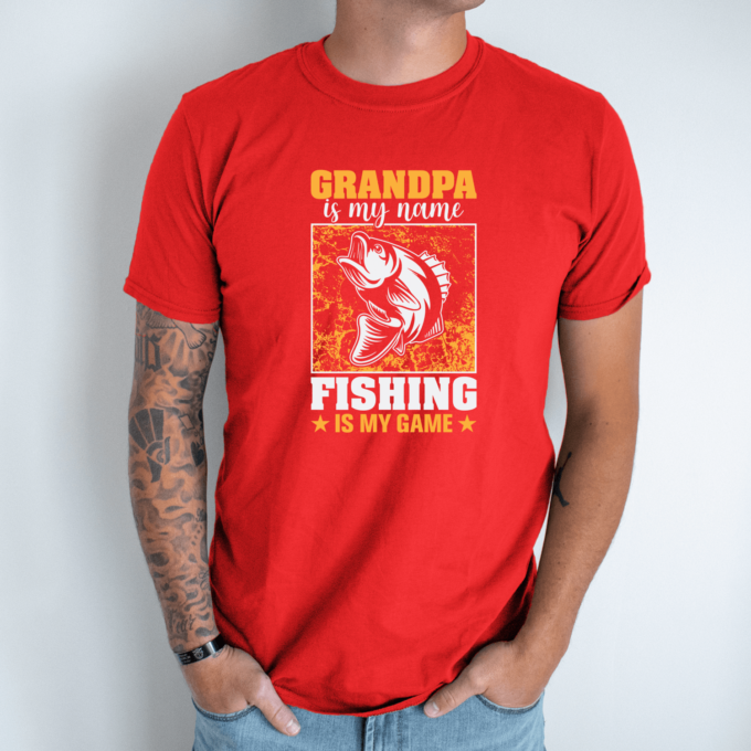 Unisex marškinėliai su spauda „Grandpa is my name“ - Image 4