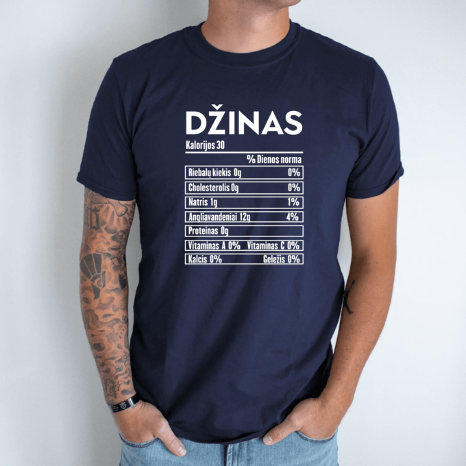 Unisex marškinėliai su spauda „Džino mitybos faktai“ - Image 5