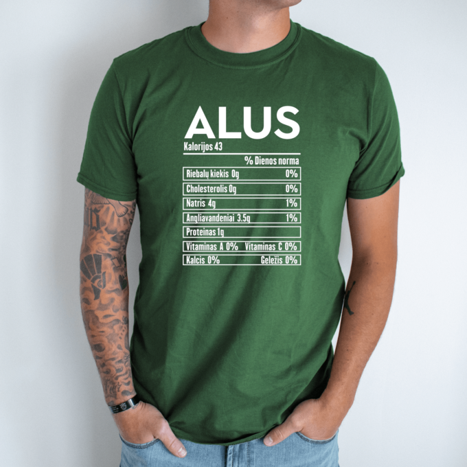 Unisex marškinėliai su spauda „Alaus mitybos faktai“ - Image 4