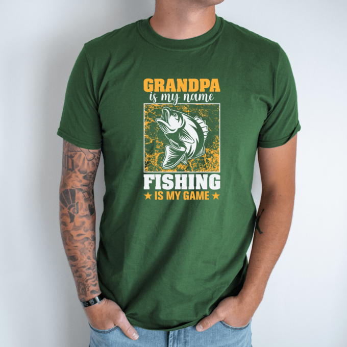 Unisex marškinėliai su spauda „Grandpa is my name“ - Image 6