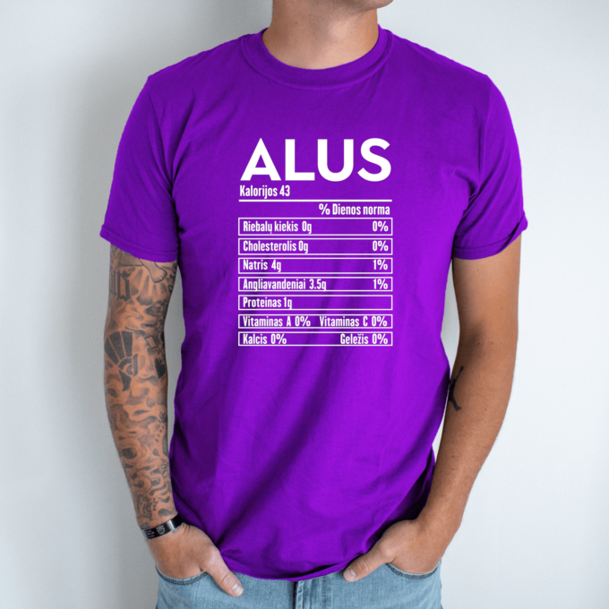 Unisex marškinėliai su spauda „Alaus mitybos faktai“ - Image 3