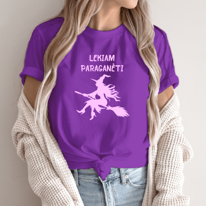 Unisex marškinėliai su spauda „Lekiam paraganėti“ - Image 3
