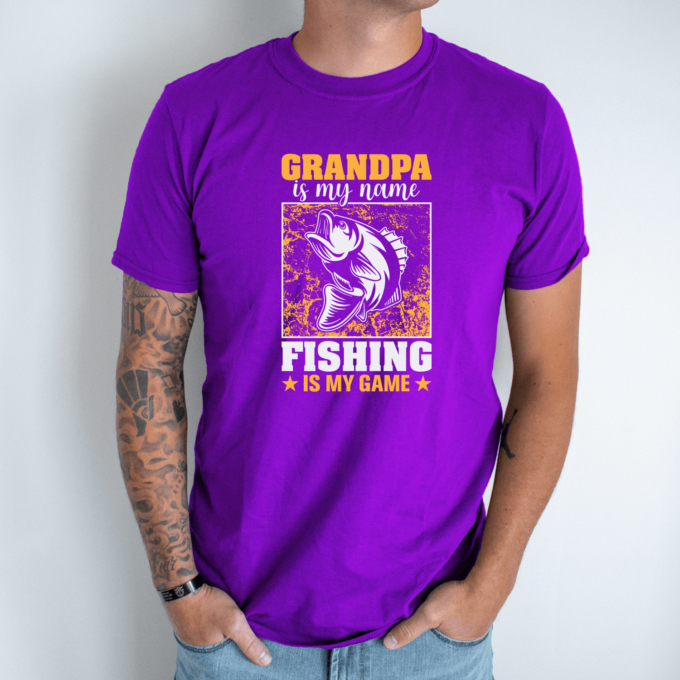 Unisex marškinėliai su spauda „Grandpa is my name“ - Image 7