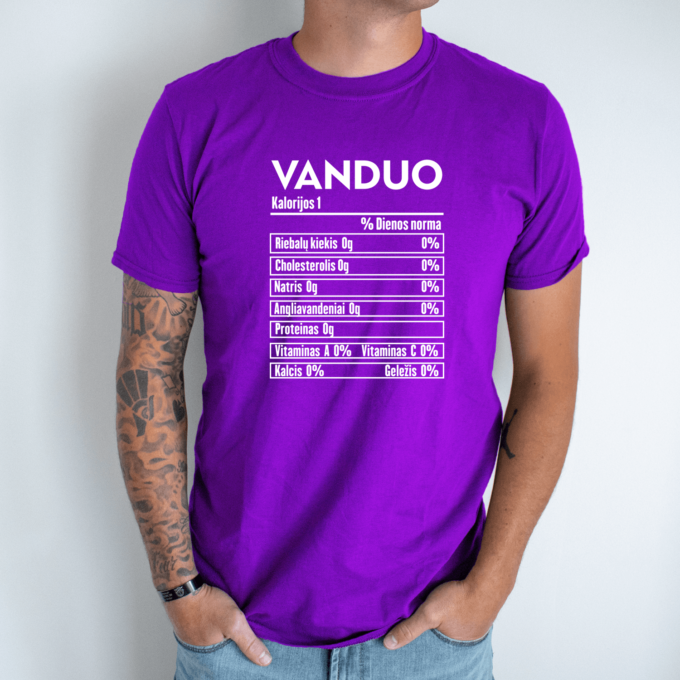 Unisex marškinėliai su spauda „Vandens mitybos faktai“ - Image 3