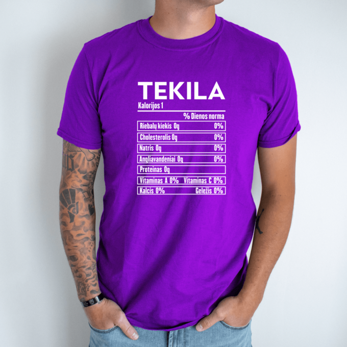 Unisex marškinėliai su spauda „Tekilos mitybos faktai“ - Image 3