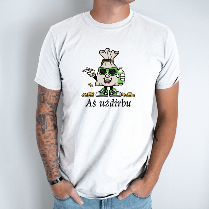 Unisex marškinėliai su spauda „Aš uždirbu“ - Image 2