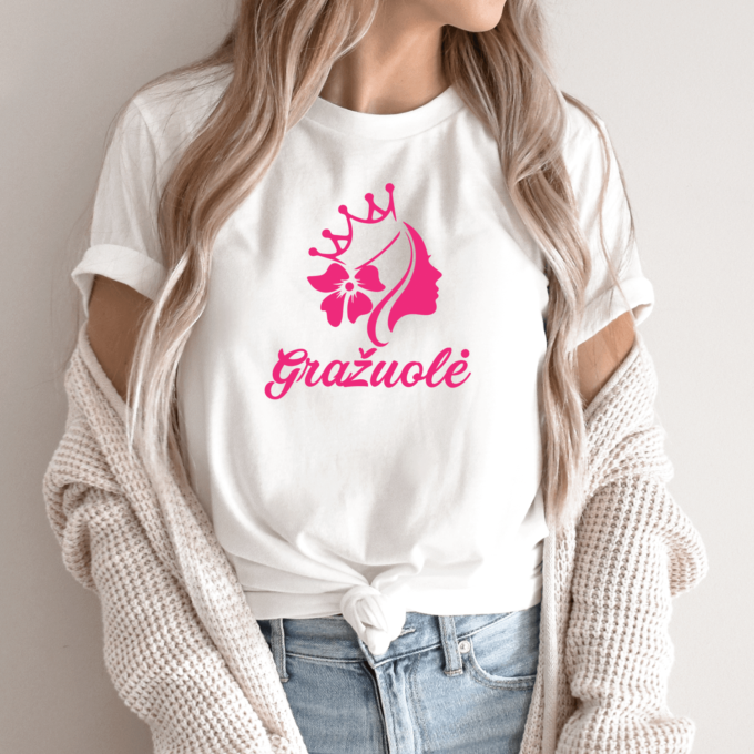 Unisex marškinėliai su spauda „Gražuolė“