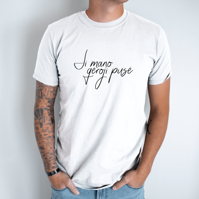 Unisex marškinėliai su spauda „Ji mano geroji pusė“